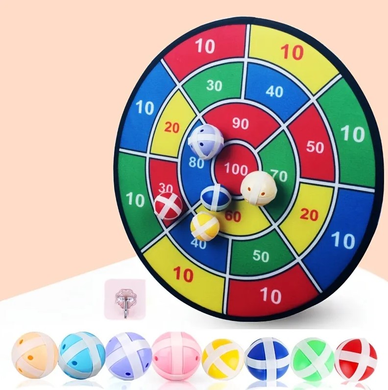 Large Hard Plate Kids Sticky Ball Toy with Dart Target for Indoor and Outdoor Parent-Child Suction Cup Ball Games