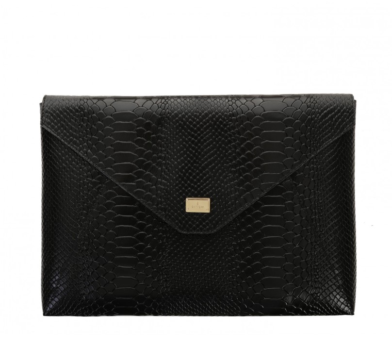 Leather laptop case BLACK
