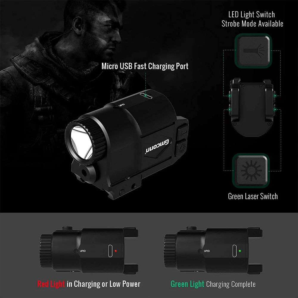 Gun Light Laser Sight Weapon Pistol Flashlight 650 Lumen