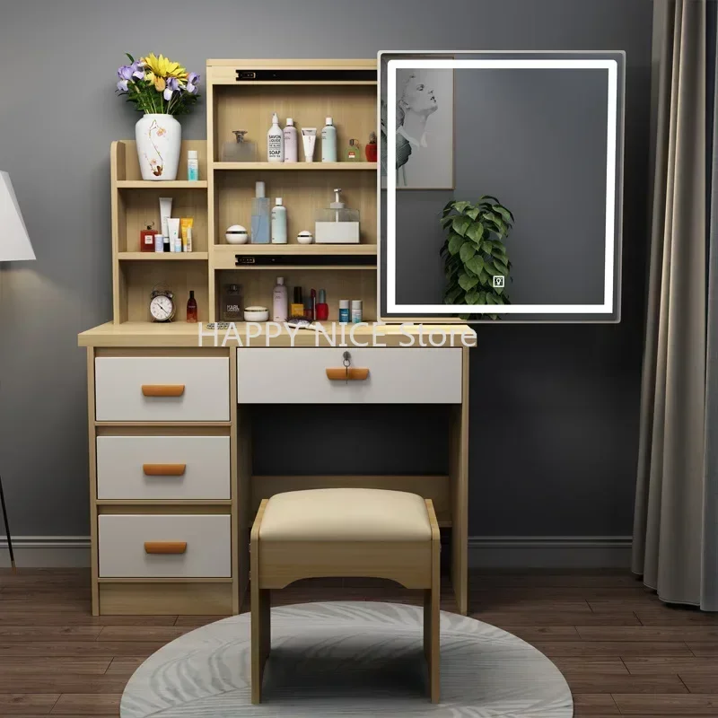 LED Dressing Table Storage Cabinet Integrated Dressing Table Bedroom Drawer Nordic Modern Minimalist Cheap Dressing Table LQ70YH