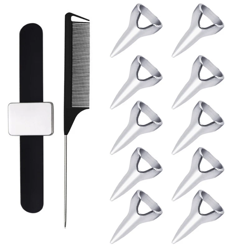 12 Pcs Hair Selecting Tools Metal Parting Ring Hair Sectioning Comb For Hair Braiding Weaving Curling Styling Extension