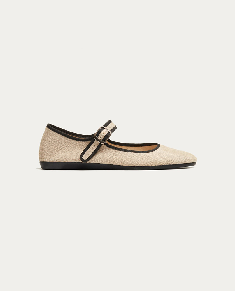 LINEN BALLERINA FLATS NATURAL