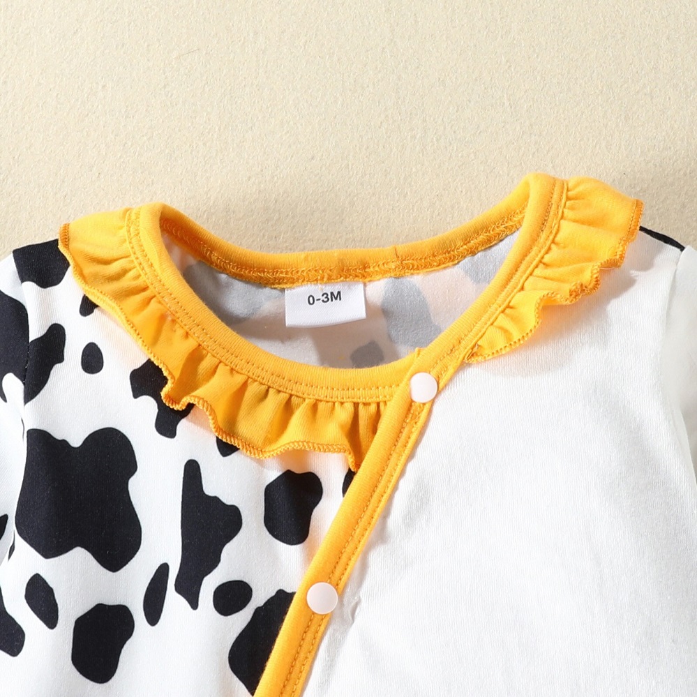 Cartoon Long Sleeves Suit For Toddler Kids WIth Cow Print