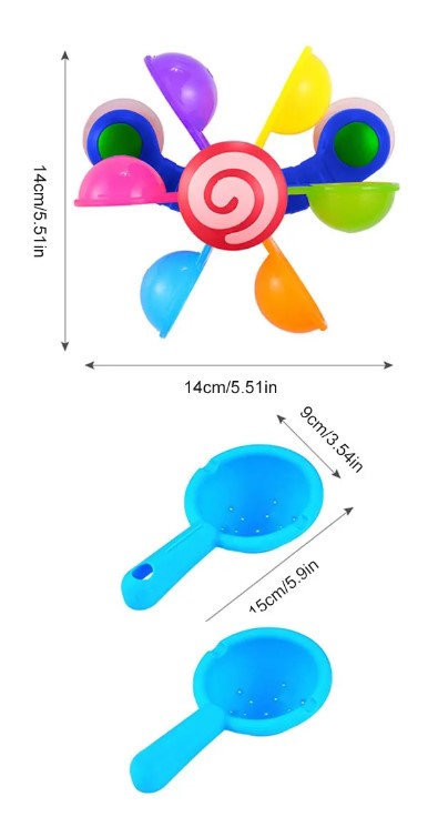 Description Picture 6 of itemColorful Waterwheel Bathing Sucker Toy Set - Baby Bath Toys with Bathtub Water Spray Play and Shower Sprinkler
