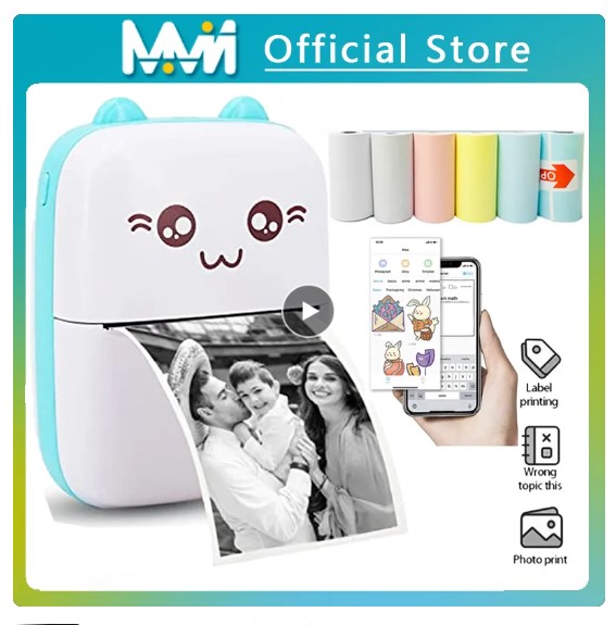 MINI Wireless BT, 203dpi, Photo Label Memo, Wrong Question Printing with USB Cable - Imprimante Portable