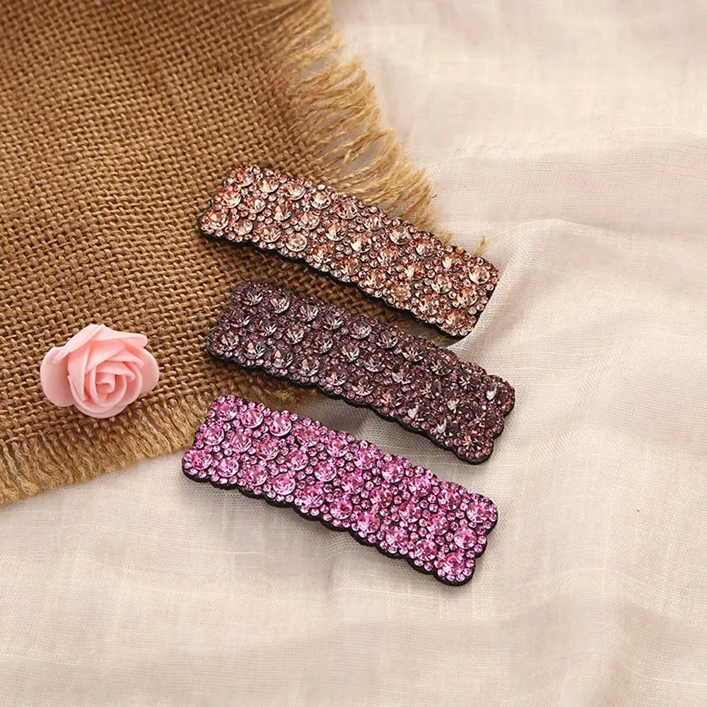 Rectangular Korea Crystal Hair Clips Fashion Woman Rhinestone Shiny Luxury Hairpins Bb Clip Ins Zircon Styling Tools Barrettes