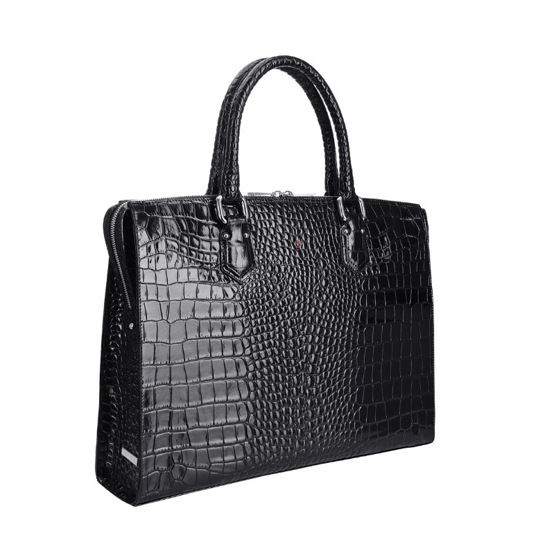 Women's leather briefcase HANA croco black