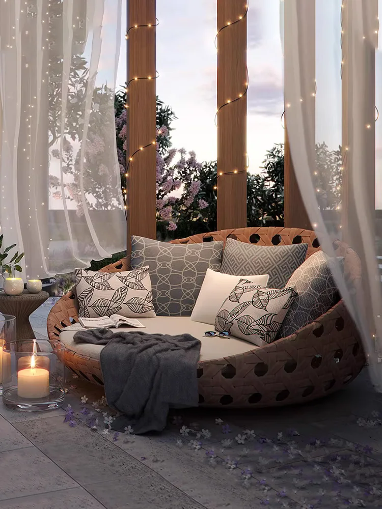 Free Shipping,Outdoor rattan sofa hotel garden courtyard rattan sofa combination outdoor open-air sun room rattan chair