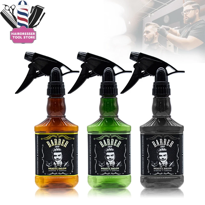 Retro Whiskey Oil Head Hairdressing Spray Bottle Plastic Fine Misting Refillable Atomizer Pro Salon Hairdresser Styling Tools