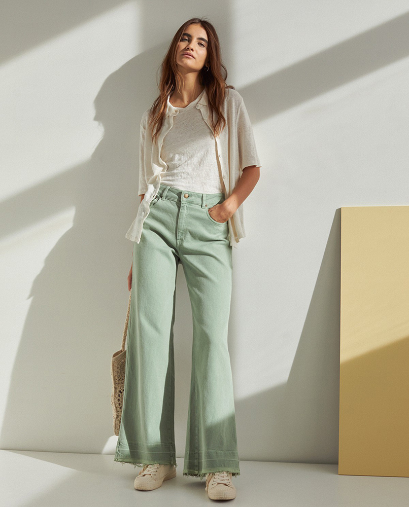 WIDE LEG DENIM TROUSERS