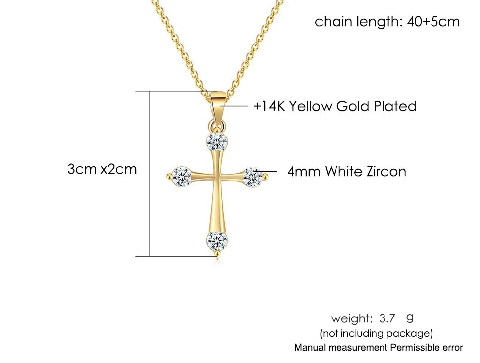 Description Picture 6 of item Pendant Necklace For Women Cross Zircon Choker Chains Gift Jewelry