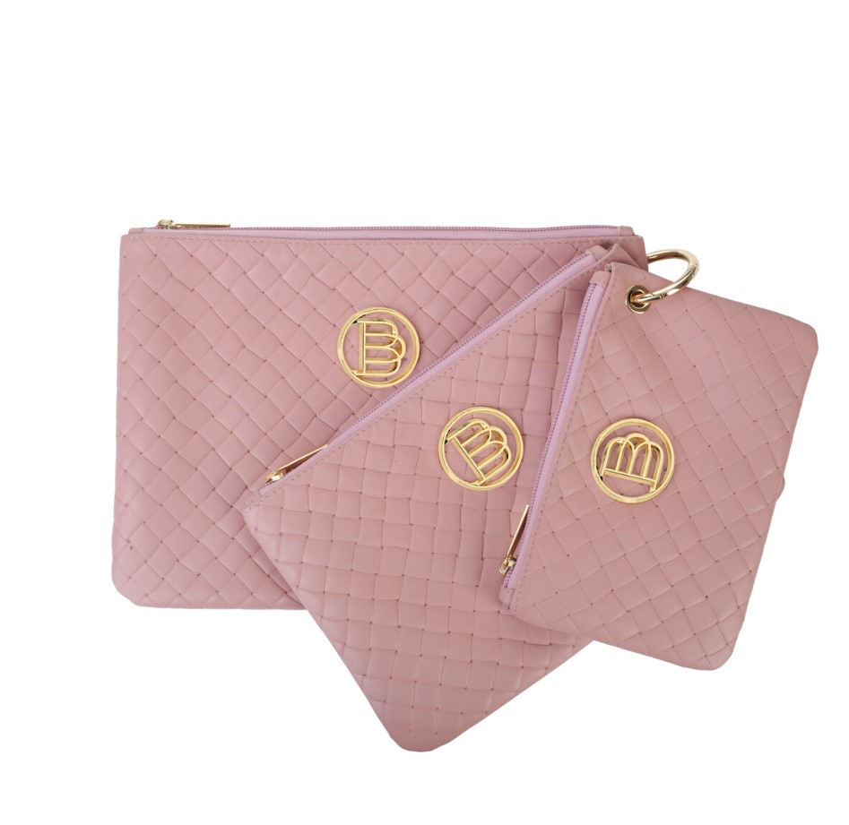 Set of three SO SOFTLY leather toiletry bags! powder pink