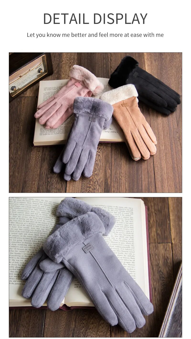 Description Picture 4 of itemCozy Furry Winter Gloves for Women - Stylish and Warm Full Finger Mittens