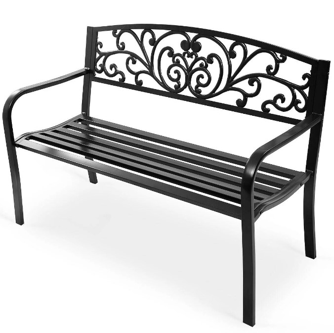 Goplus Costway 50'' Patio Bench Porch, Steel Frame