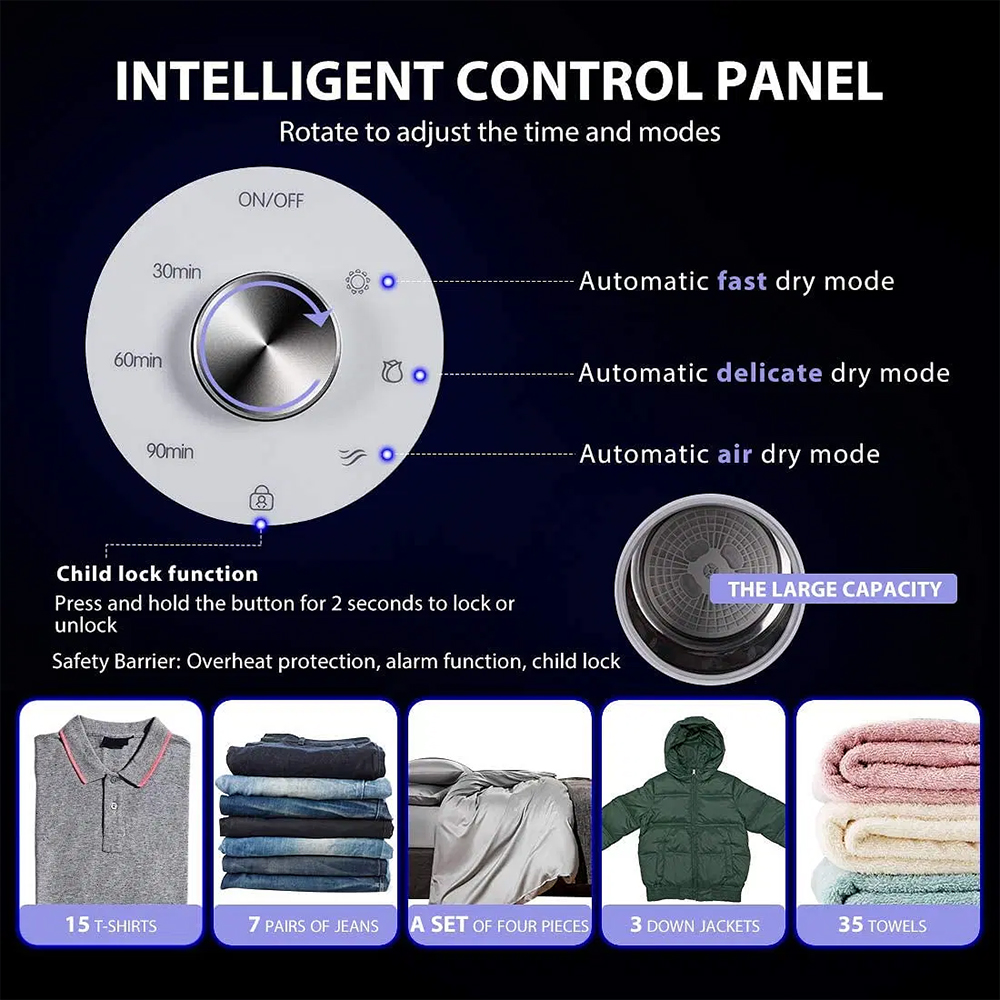 Electric Compact Portable Clothes Laundry Dryer Machine