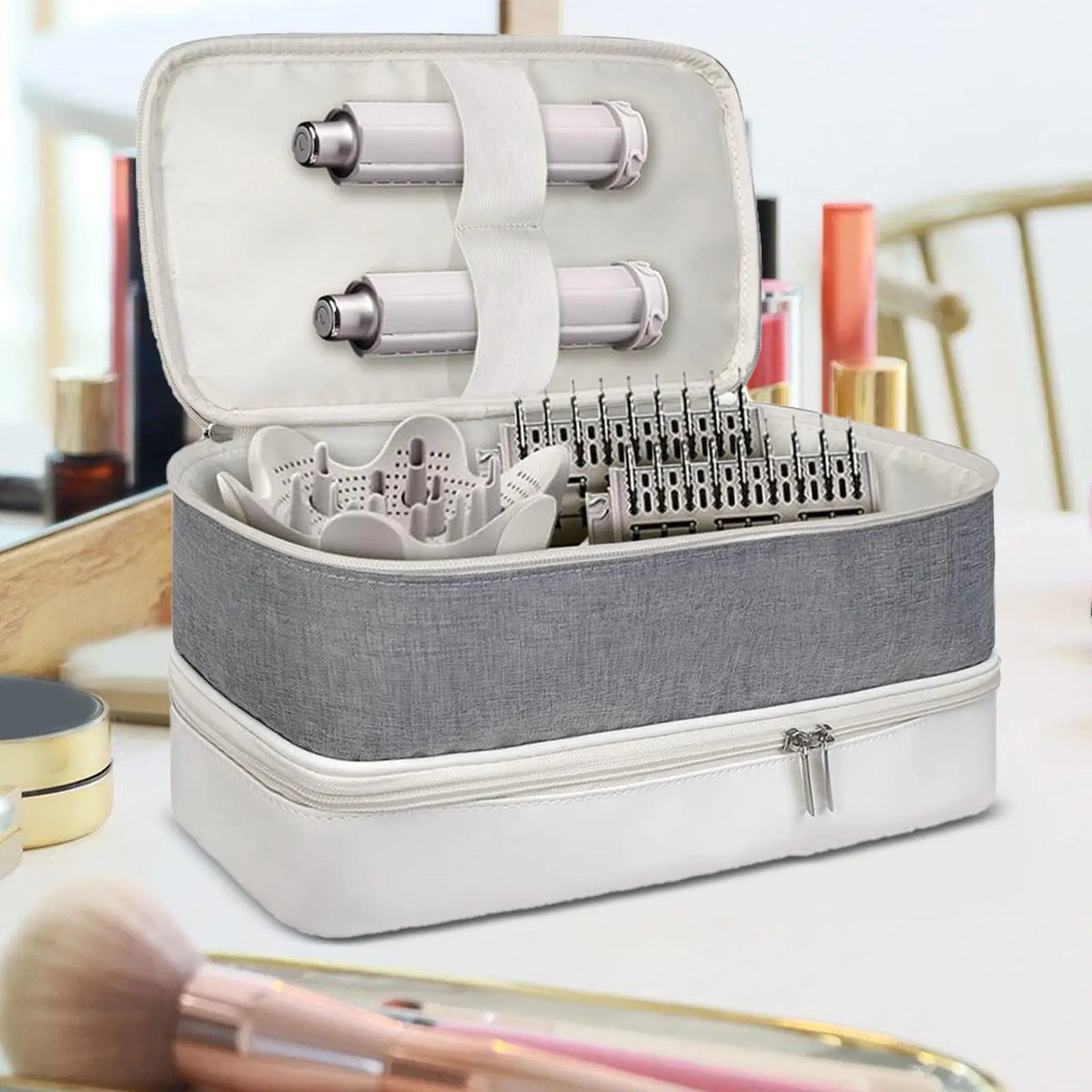 Double Layer Carrying Case Oxford Cloth Carrying Pouch Compartments Dustproof Multifunctional Portable Hair Dryer Storage Bag