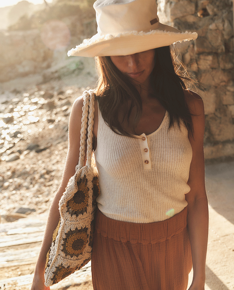 RIBBED CAMISOLE TOP WITH BUTTONS