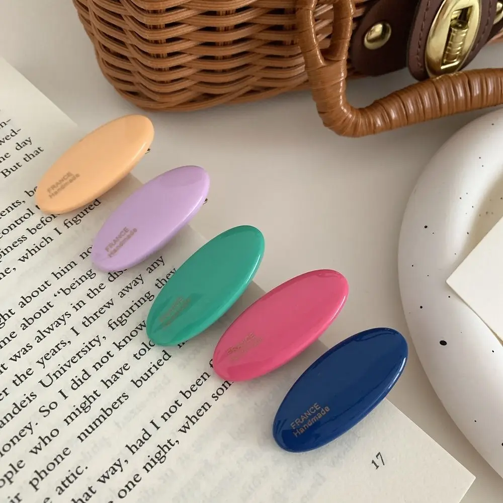 Hairpin Candy Color Bangs Clip Y2K Geometry Shape Korean Style Headwear Girl Hair Clip Female Hair Accessories Oval Hairpin