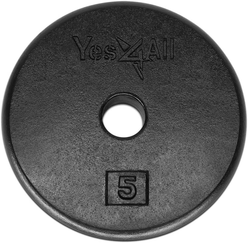 Yes4All Standard 1-inch Cast Iron Weight Plates 5, 7.5, 10, 15, 20, 25 lbs