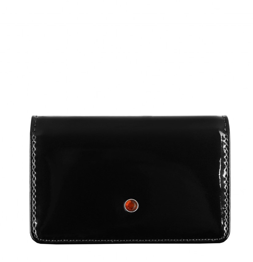 Vernice black leather business card holder