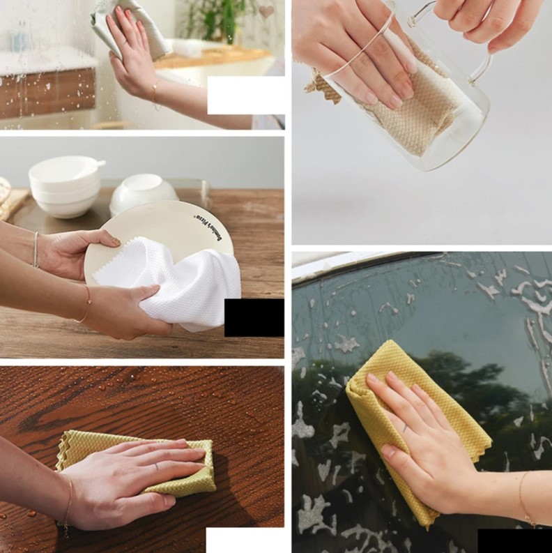 Description Picture 5 of item5Pcs Kitchen Anti-Grease Wiping Rags: Efficient Fish Scale Wipe Cloth for Home Washing, Dish Cleaning Towel