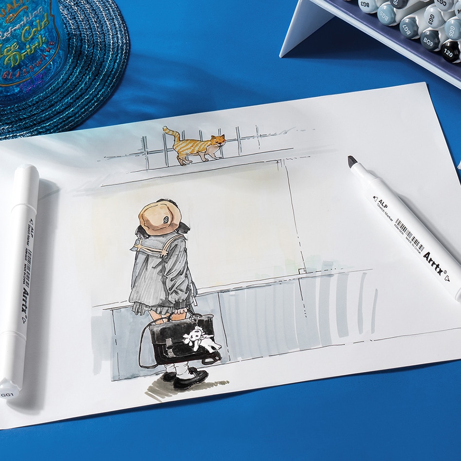 Description Picture 6 of itemGrey Tone 32 Colors Alcohol Markers Dual Tip 
