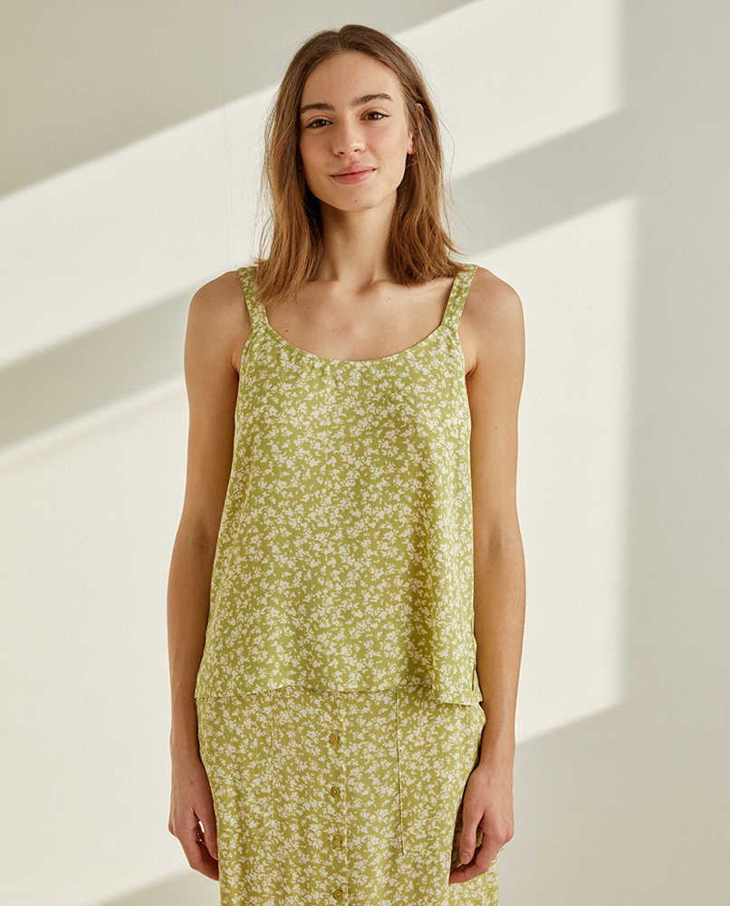 PRINT CAMISOLE TOP WITH ROUND-NECK