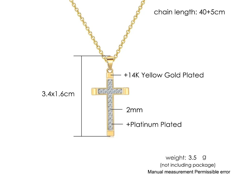 Description Picture 4 of item Pendant Necklace For Women Cross Zircon Choker Chains Gift Jewelry