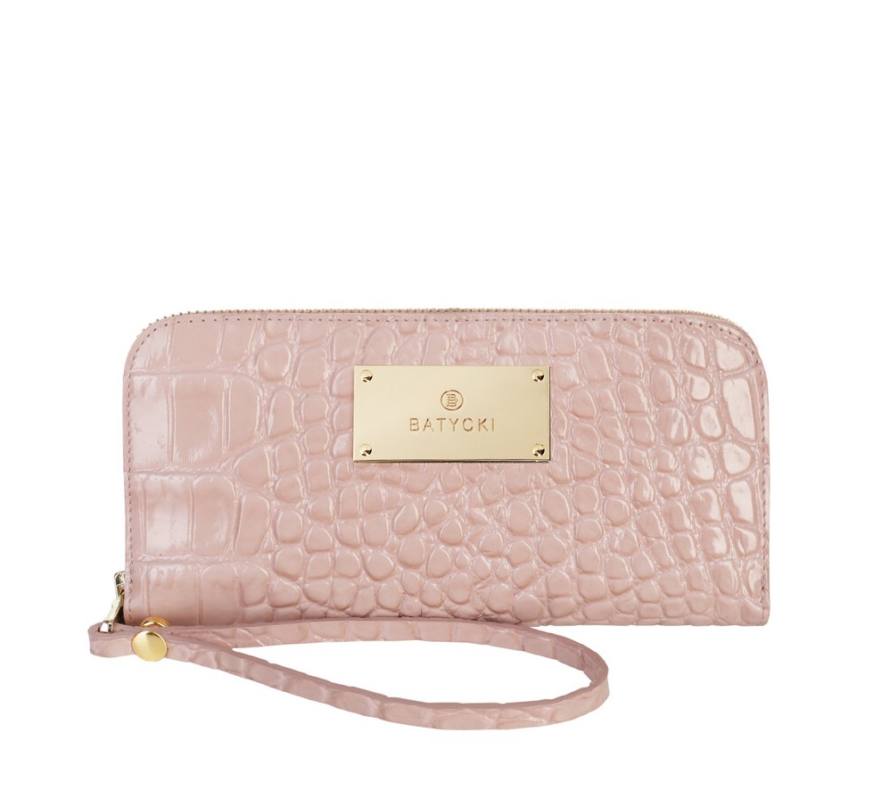 Women's leather wallet CROCO powder pin