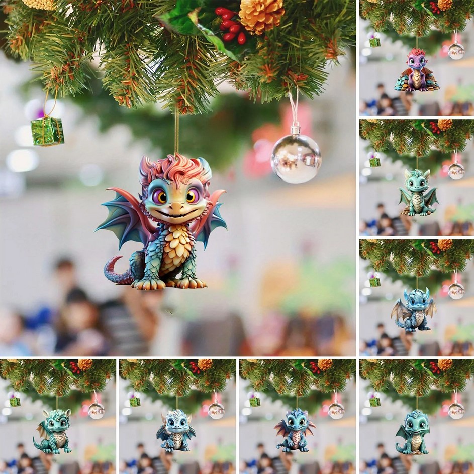 Christmas Baby Dragon Pendant: Festive Home Decorations for 2023 Navidad and 2024 New Year - Perfect Christmas Tree Hanging Ornament