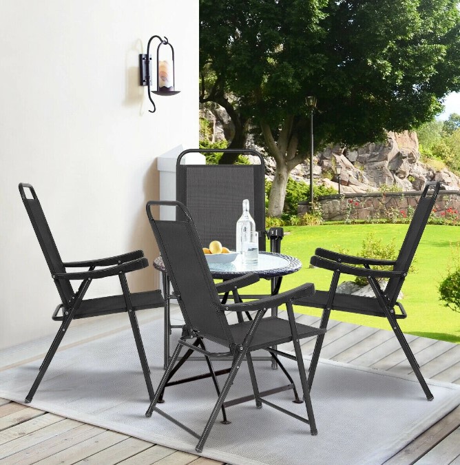 Goplus Costway Set Of 4 Folding Sling Chairs With Armrest