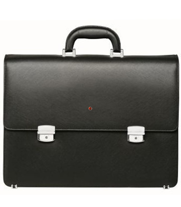L artico black leather business briefcase