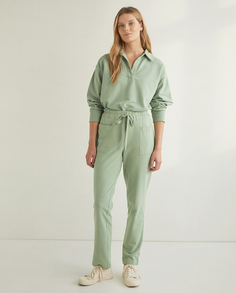 100% COTTON TROUSERS WITH ELASTIC WAISTBAND