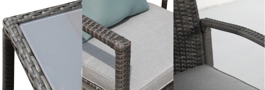 Description Picture 5 of itemJARDINA 3 Pieces Patio Bistro Set Wicker Patio Conversation Set Outdoor Rattan Chair Set