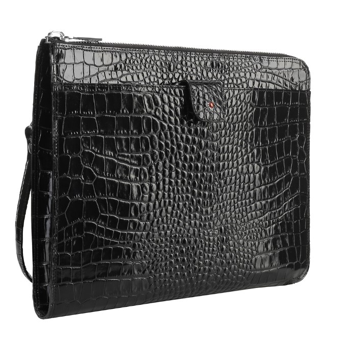 CROCO black leather document folder