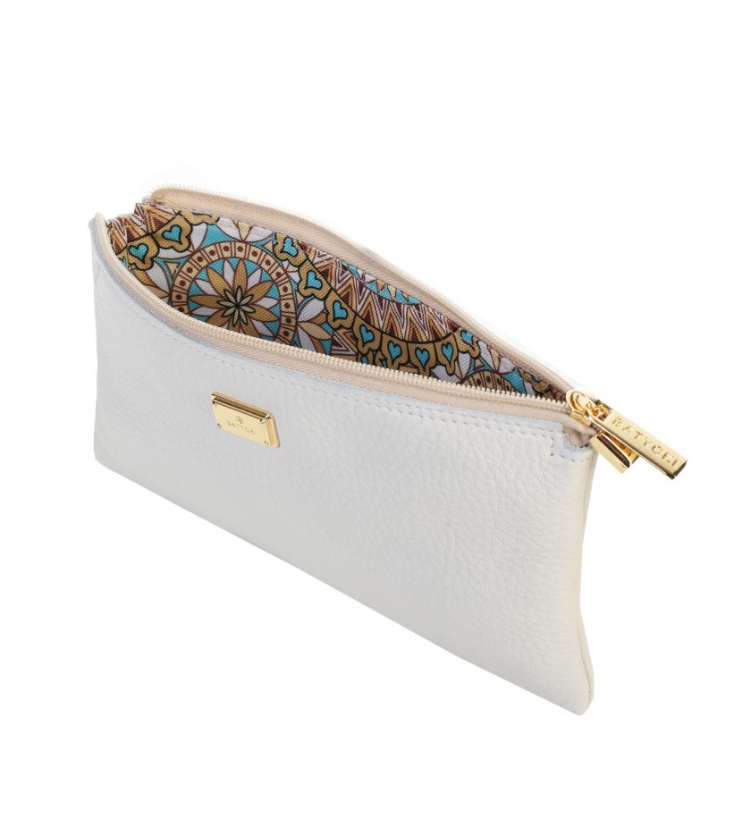 LEATHER COSMETIC BAG mousse ecru