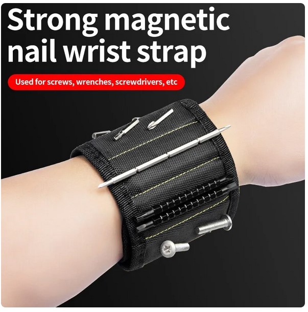Multifunctional Magnetic Wrist Strap with Screw Storage Bag - Portable Electrician Wrist Guard in Oxford Cloth