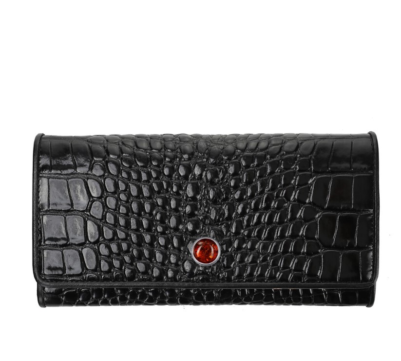CHIC croco black leather clutch bag