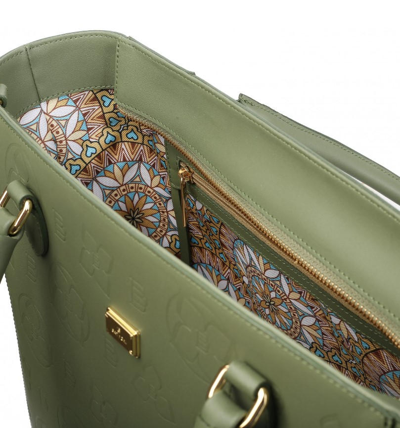 Women's leather handbag STAMPIA L NAPA OLIVE