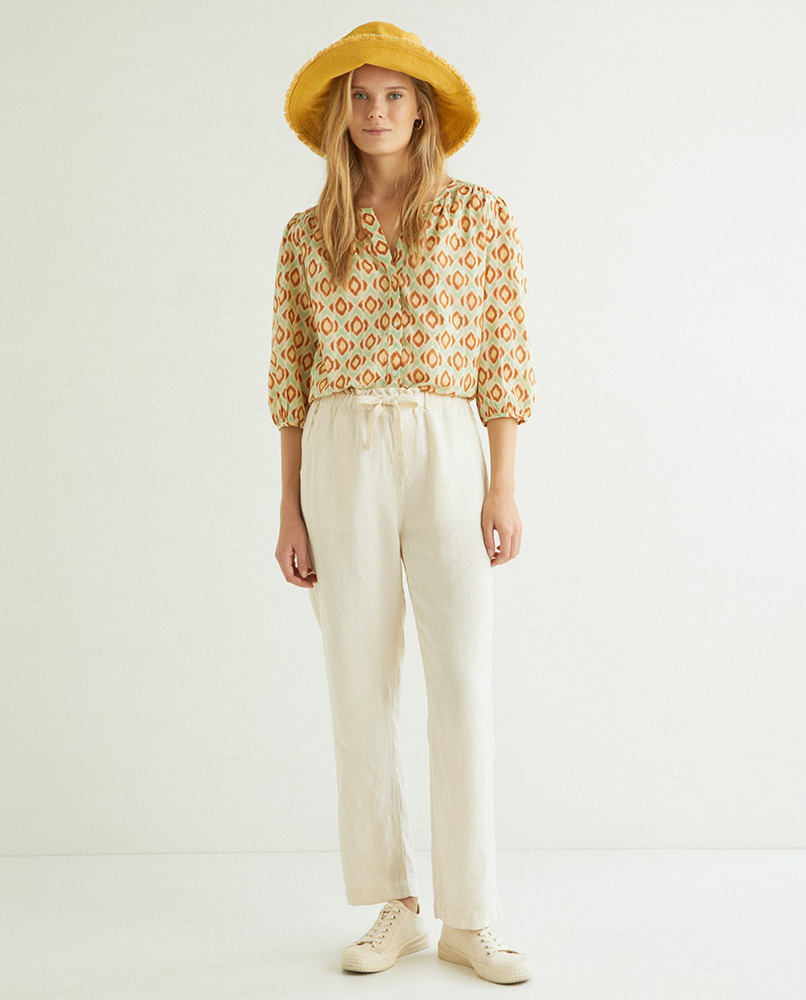 100% LINEN TROUSERS WITH ELASTIC WAISTBAND NATURAL