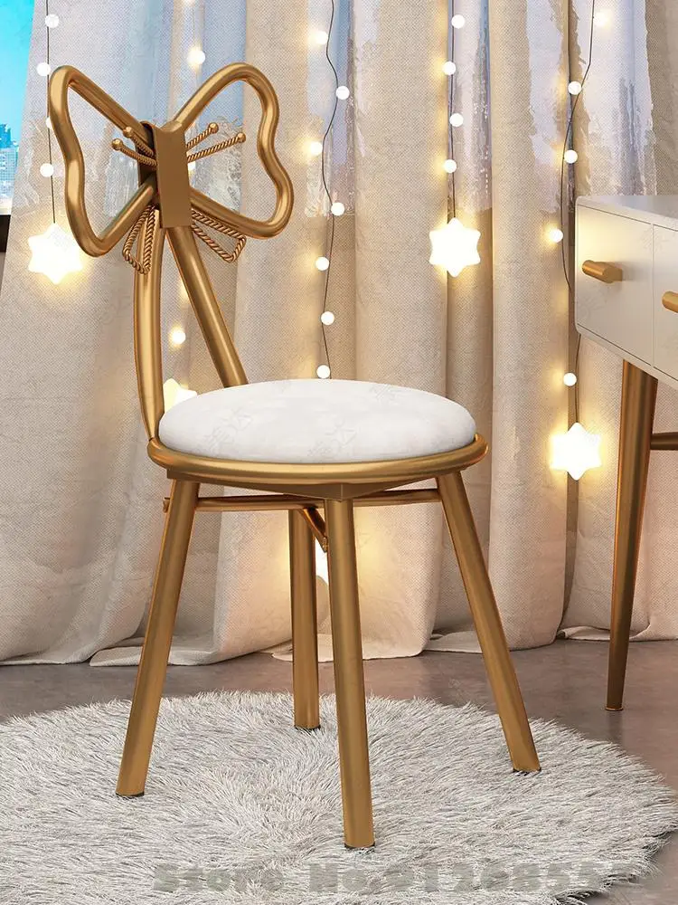 Bedroom simple dressing table chair nordic light luxury backrest stool makeup stool net red ins style nail butterfly chair