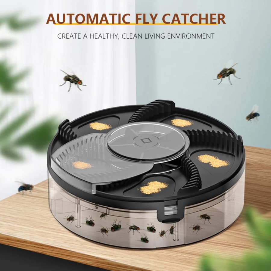 Household Automatic Flycatcher USB Rechargeable Pest Catcher Device for Home Kitchen Quiet Removable Indoor Insect Trap