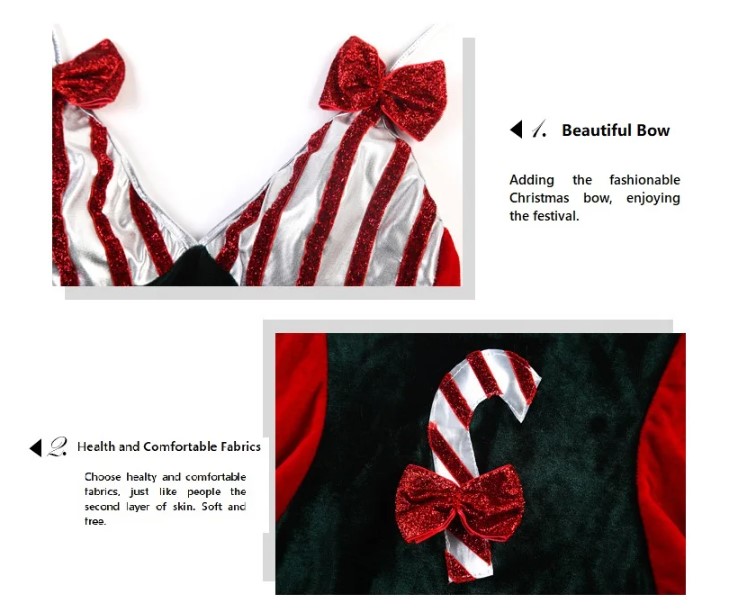 Description Picture 3 of itemChristmas Cosplay Santa's Elf Suit: Cute Shawl, Mini Dress, Attractive Underwear