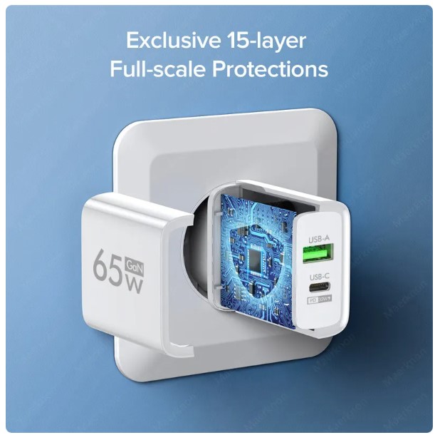 GaN Technology: 65W PD USB Type C Charger for iPhone, Iconic Brand, Samsung, Huawei
