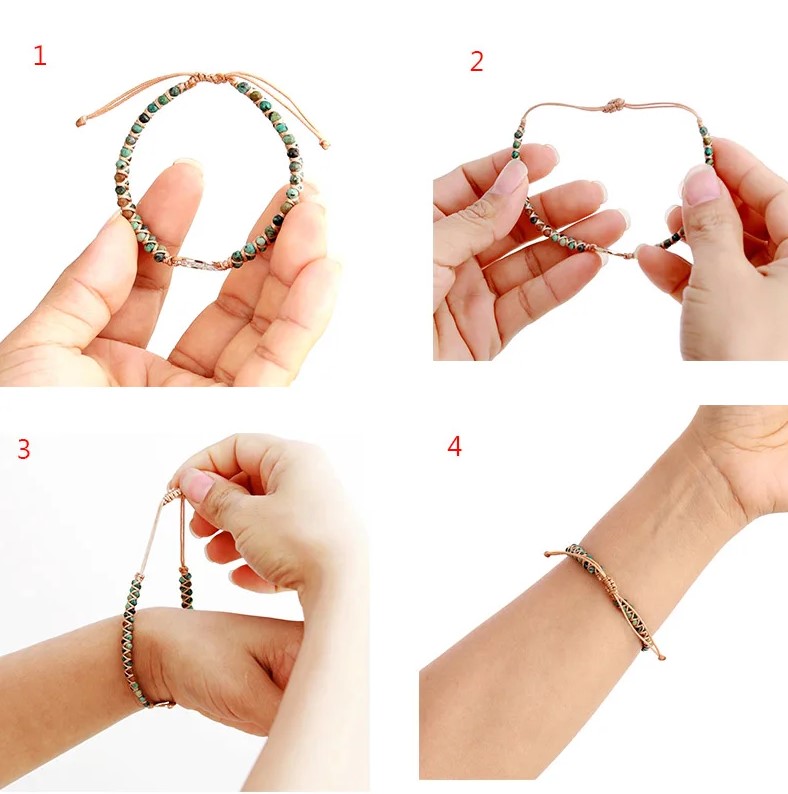 Description Picture 6 of itemNatural Stone Heart Charm Macrame Bracelets: Jasper Friendship Wrist Wrap Jewelry