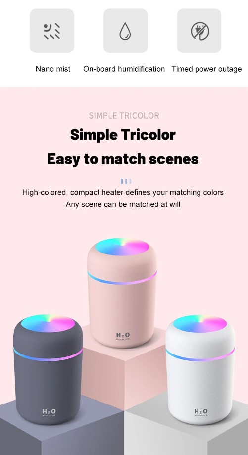 Description Picture 6 of itemUSB Cool Mist Sprayer Portable 300ml Electric Air Humidifier Aroma Oil Diffuser with Colorful Night Light