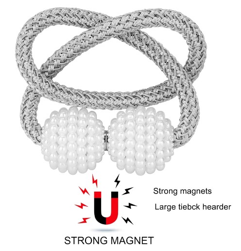 Description Picture 3 of itemPearl Elegance Magnetic Curtain Tiebacks: European-Styled Weave Clips for Effortless Drapery Decor
