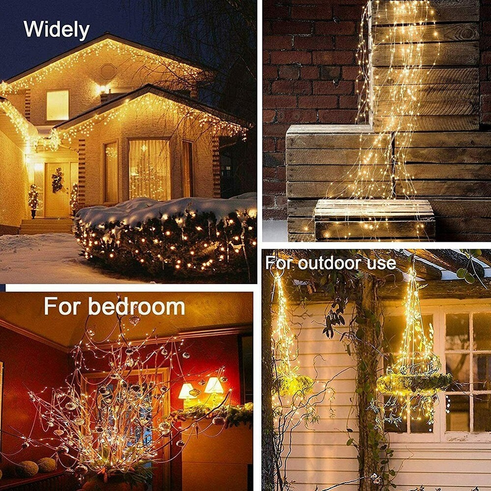Christmas Solar Vines Waterfall Lights with Copper Wire 200LED
