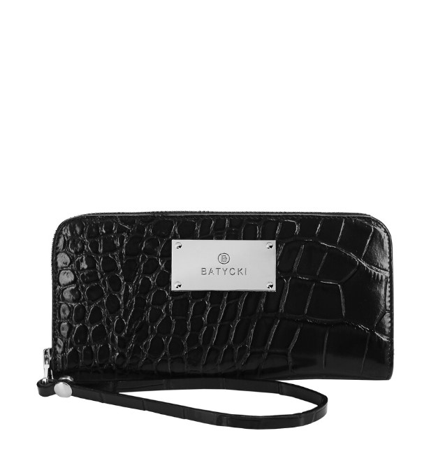 CROCO black leather women's wallet