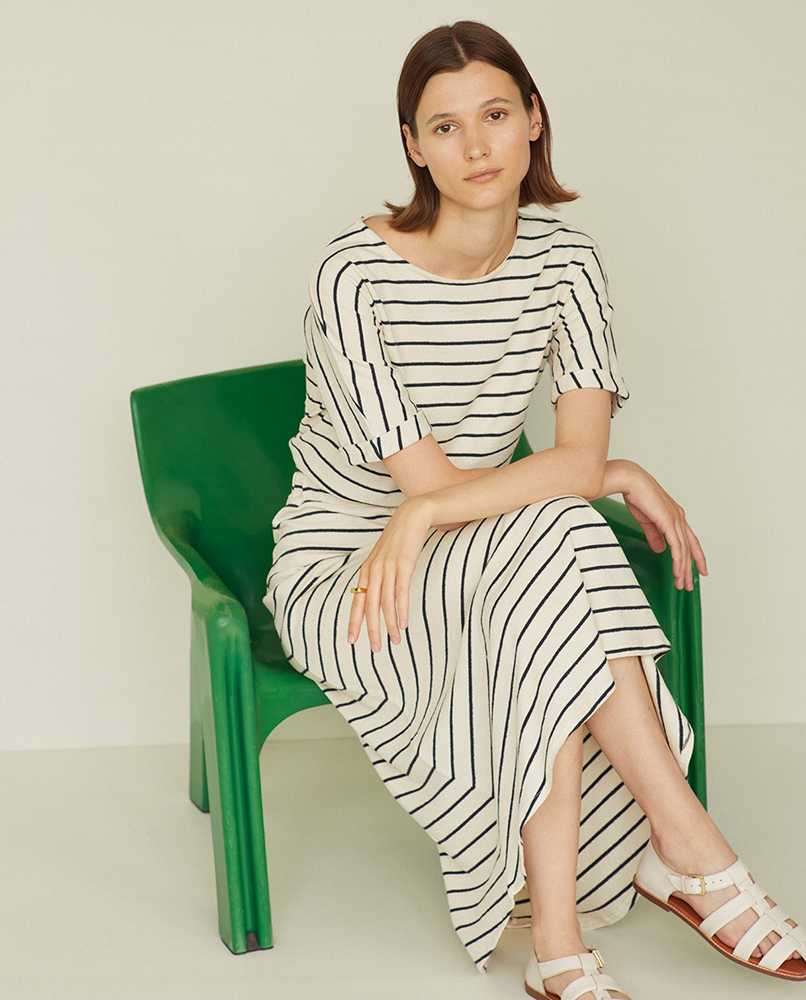 100% ORGANIC-COTTON STRIPED T-SHIRT ECRU